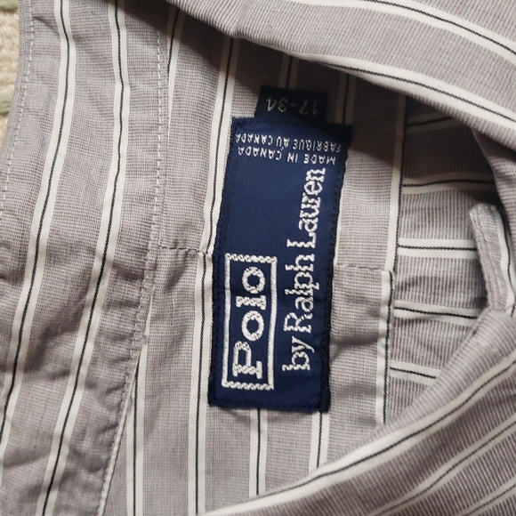 polo Ralph Lauren men's gray/white longsleeve button down large - Picture 4 of 6